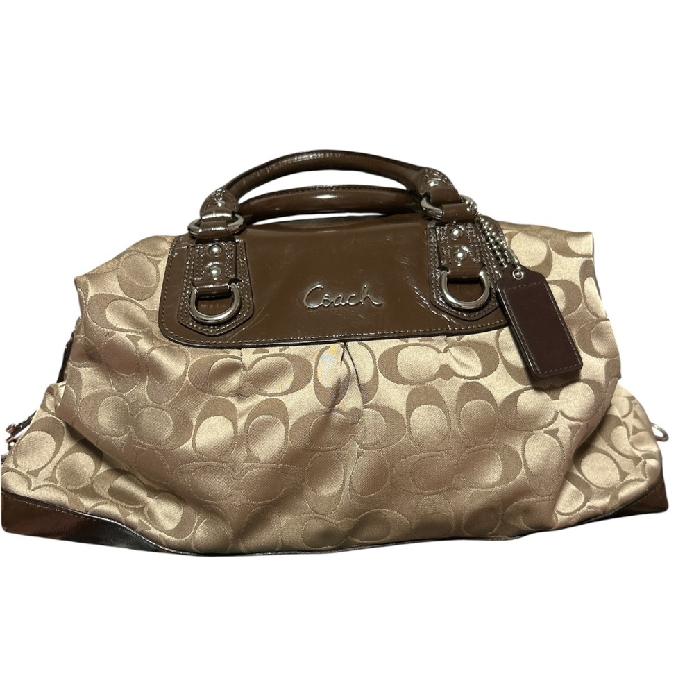 Coach Signature Satchel in Tan and Brown